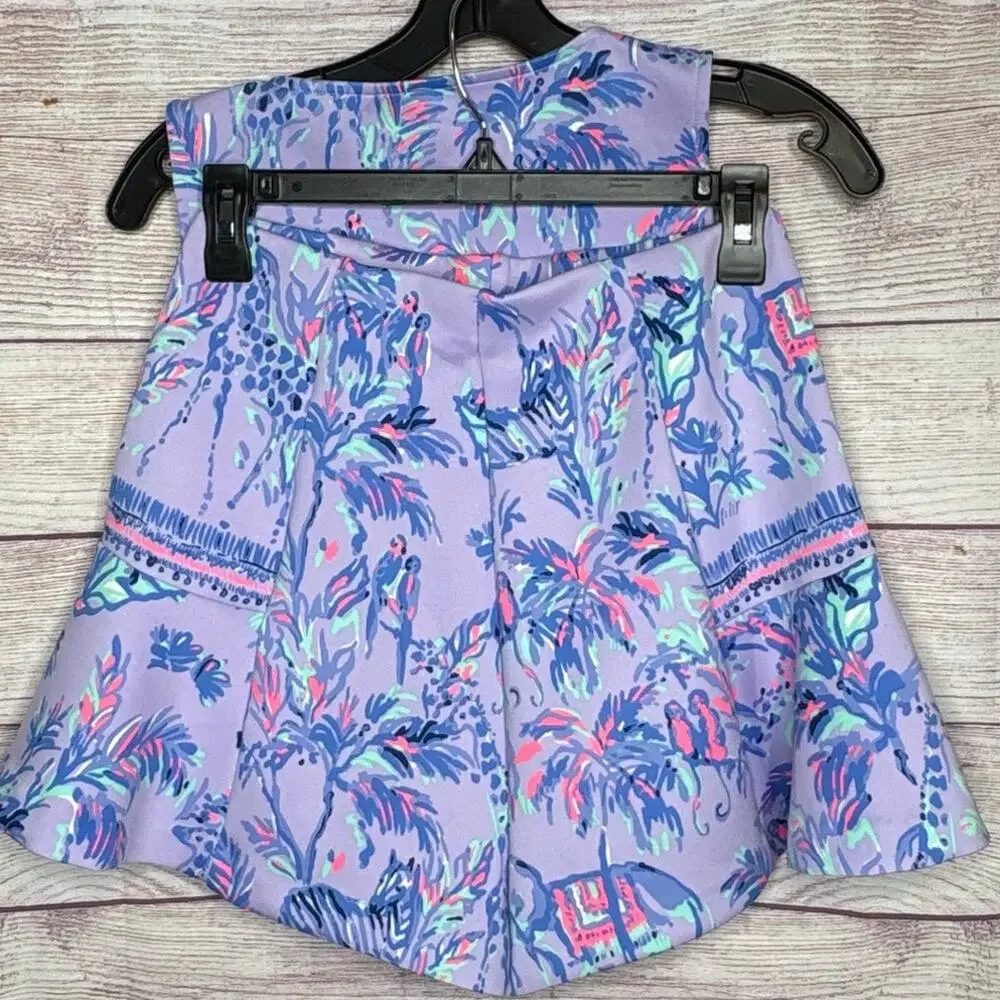 Lilly Pulitzer Neri Crop Top & Shorts 2 Piece Set Lilac Fruity Monkey Small - Picture 4 of 13